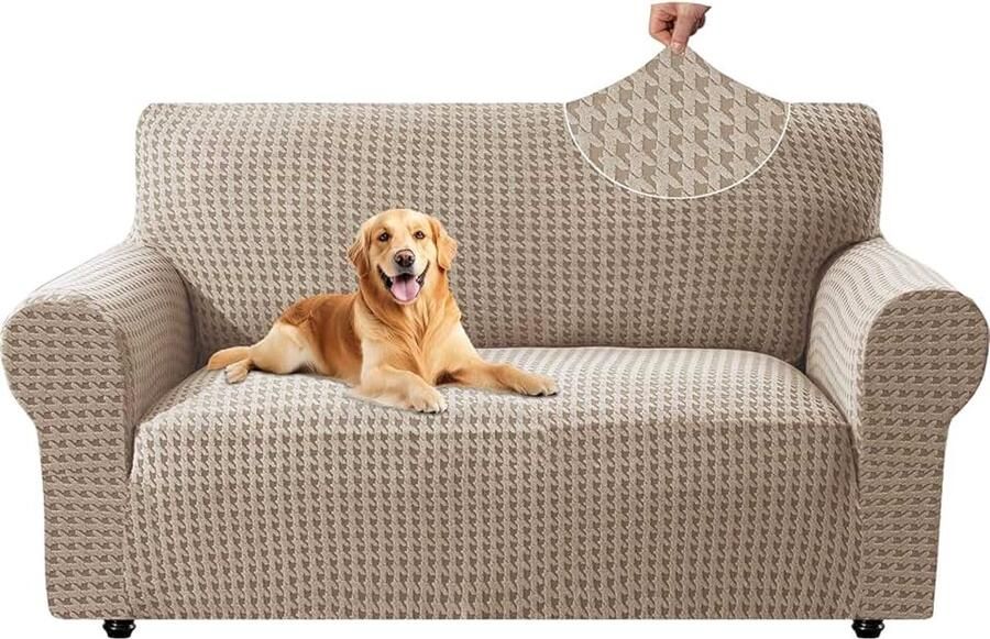 Stretch Bankhoes 2 Zits Elastische Bankhoezen Voor Woonkamer Universele Rekbare Armsteun Sofahoes Met Anti-slip Schuim Krasbestendig Meubelhoes Voor Bank Khaki