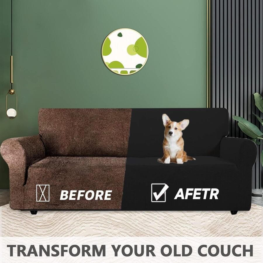 Stretch Bankhoes 2 Zits Universele Bankhoezen Met Armleuningen Elastische Sofahoes Voor Woonkamer Krasbestendig Sofa Meubelhoes Voor Huisdier Vriendelijke Zwart