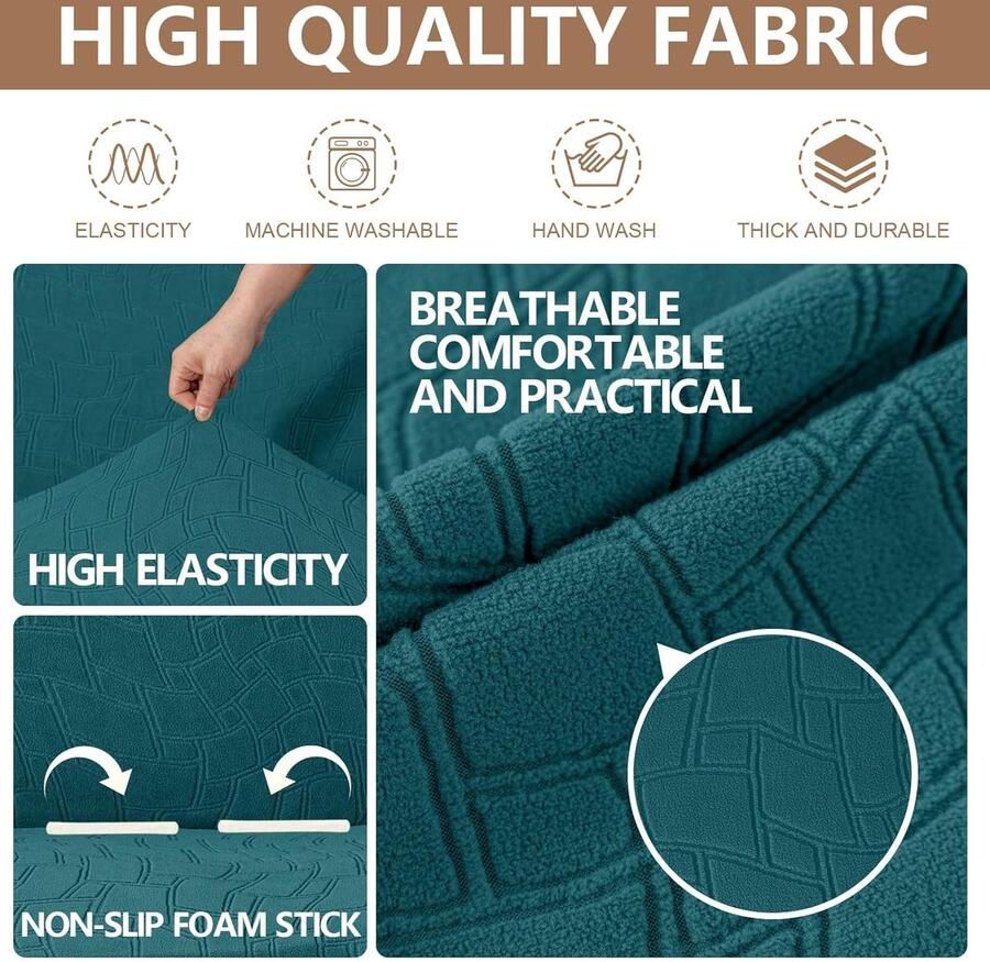 Stretch Bankhoes 3 Zits Bankhoezen Met Armleuningen Krasbestendig Bankovertrek Hond Vlekafstotende Couch Cover Voor Woonkamer Universele Hoes Bank Met Anti-Slip Schuim Donkergroen