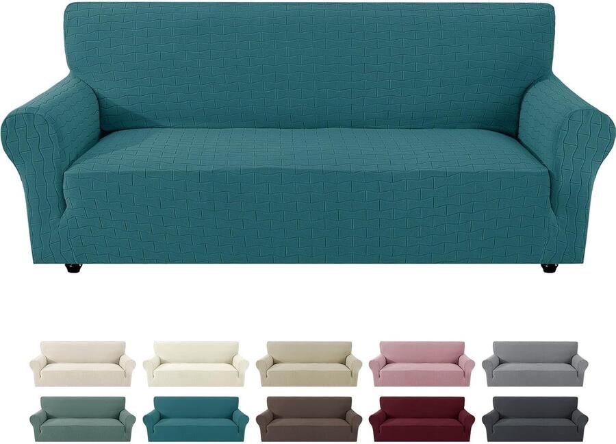 Stretch Bankhoes 3 Zits Donkergroen Elastische Sofa Kussenhoes Beschermt Bank Tegen Kat & Haar Anti-Vlek Wasbaar Vernieuw de Woonkamerbank voor Kind