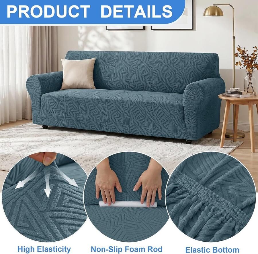 Stretch Bankhoes 3 Zits Donkergroen Elastische Sofa Kussenhoes Machinewasbaar Bestand Tegen Huisdierkrassen En Vlekken Geschikt Voor De Woonkamer - Foto 2
