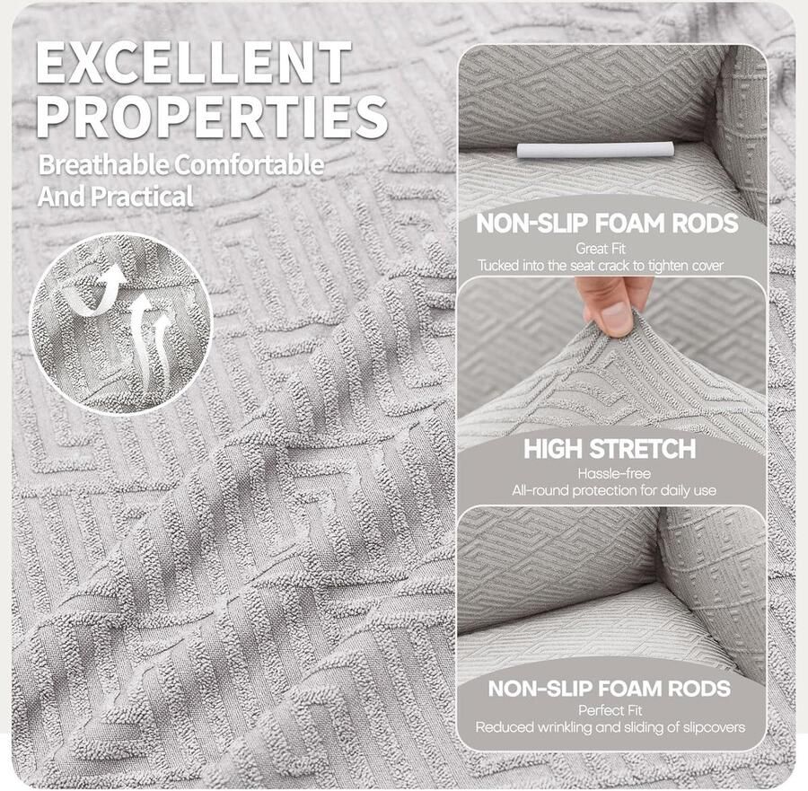 Stretch Bankhoes 3 Zits Elastische Bankhoezen Voor Woonkamer 1 Stuks Universele Rekbare Armsteun Sofahoes Met Anti-slip Schuim Krasbestendig Meubelhoes Voor Bank Rood