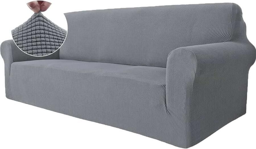Stretch Bankhoes 3 Zits Elastische Bankhoezen Voor Woonkamer 1 Stuks Universele Rekbare Armsteun Sofahoes Met Anti-slip Schuim Krasbestendig Meubelhoes Voor Bank Grijs