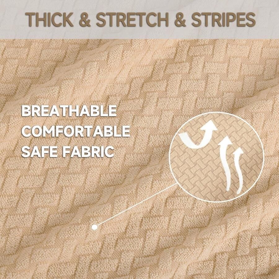 Stretch Bankhoes 3 Zits Elastische Bankhoezen Voor Woonkamer Universele Rekbare Armsteun Sofahoes Krasbestendig Meubelhoes Voor Bank Beige