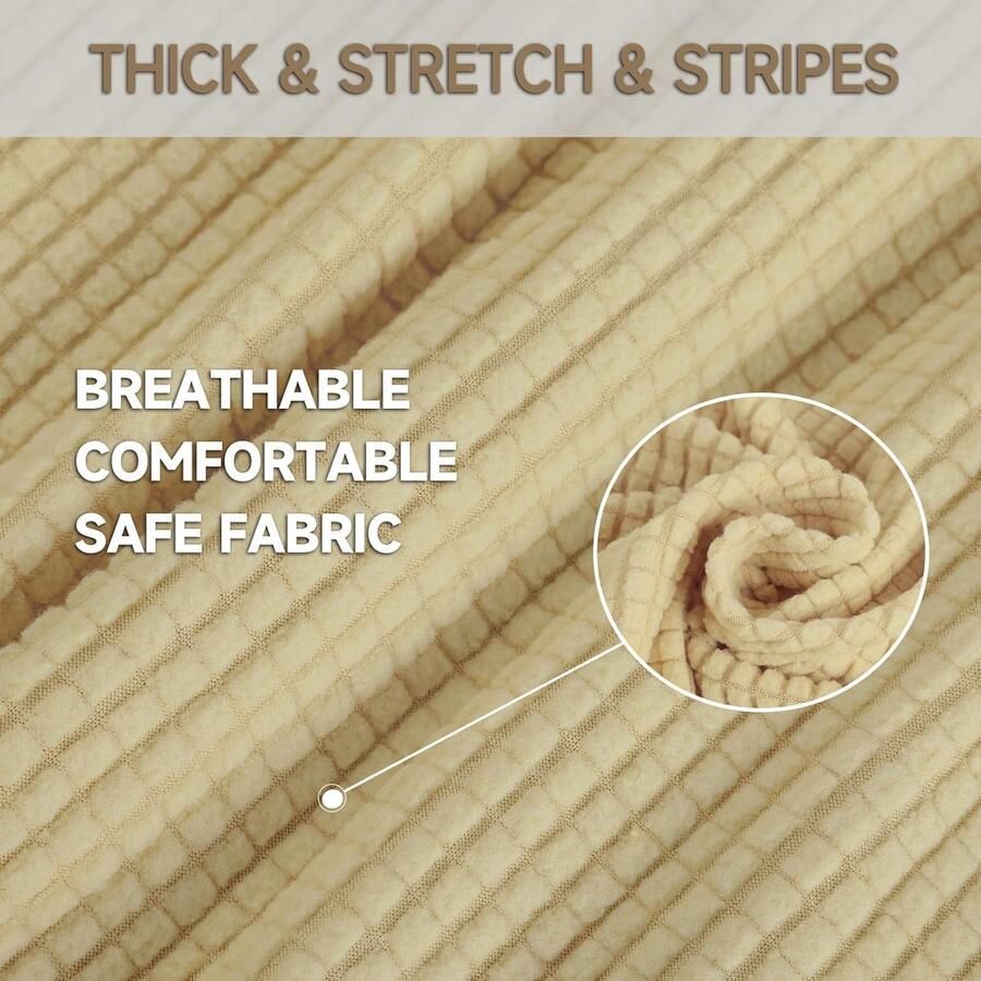 Stretch Bankhoes 3 Zits Elastische Bankhoezen Voor Woonkamer Universele Rekbare Armsteun Sofahoes Krasbestendig Meubelhoes Voor Bank Beige