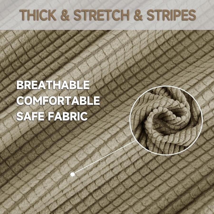 Stretch Bankhoes 3 Zits Elastische Bankhoezen Voor Woonkamer Universele Rekbare Armsteun Sofahoes Krasbestendig Meubelhoes Voor Bank Khaki