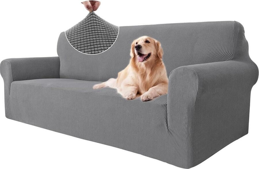 Stretch Bankhoes 3 Zits Elastische Bankhoezen Voor Woonkamer Universele Rekbare Armsteun Sofahoes Krasbestendig Meubelhoes Voor Bank Lichtgrijs