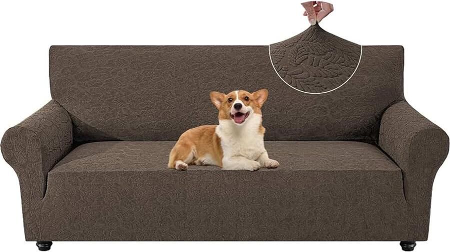 Stretch Bankhoes 3 Zits Sofahoes Universele Met Armleuningen Elastische Soft Bankovertrek Meubelhoes Vuilafstotend Voor Woonkamer Voor Honden Kat Huisdier Lichtbruin