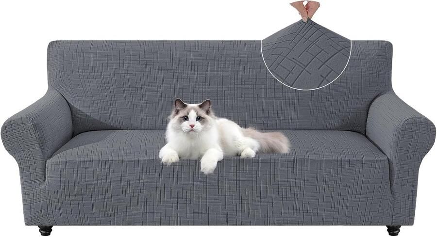 Stretch Bankhoes 3 Zits Sofahoes Universele Met Armleuningen Elastische Soft Bankovertrek Meubelhoes Vuilafstotend Voor Woonkamer Voor Honden Kat Huisdier Lichtgrijs