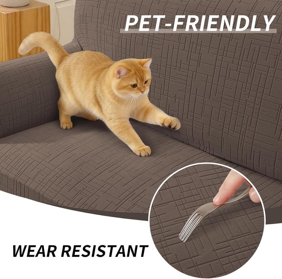 Stretch Bankhoes 3 Zits Sofahoes Universele Met Armleuningen Elastische Soft Bankovertrek Meubelhoes Vuilafstotend Voor Woonkamer Voor Honden Kat Huisdier Lichtkoffie
