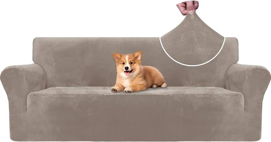 Stretch Bankhoes 3 Zits Universele Bankhoezen Voor Woonkamer Elastische Sofahoes Met Armleuningen Krasbestendig Meubelhoes Voor Huisdier Honden Kat Khaki