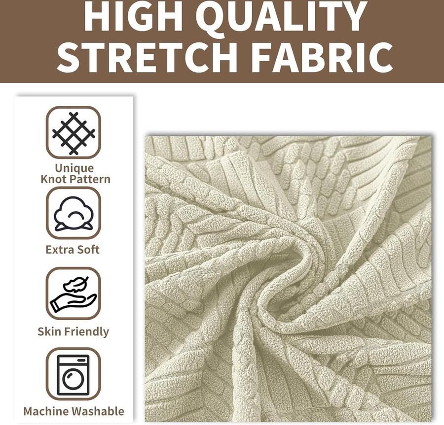Stretch Bankhoes 3 Zits Universele Rekbare Armsteun Sofahoes Elastische Bankhoezen Voor Woonkamer Met Antislipschuim Vuilafstotend Wasbare Meubelbe Beige
