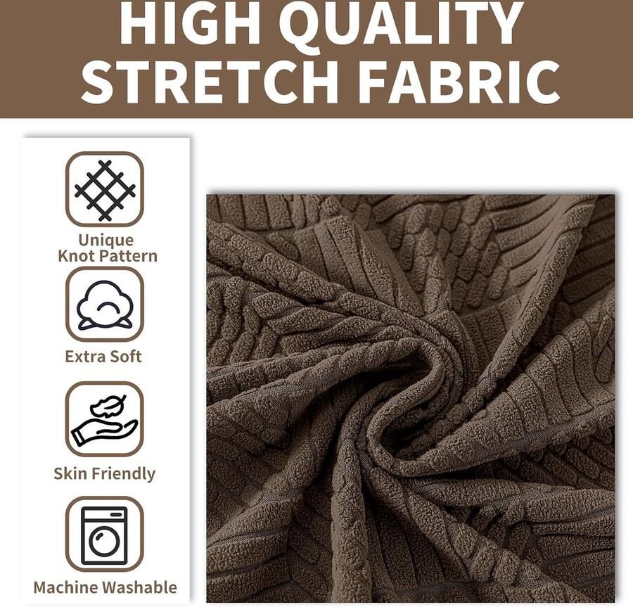Stretch Bankhoes 3 Zits Universele Rekbare Armsteun Sofahoes Elastische Bankhoezen Voor Woonkamer Met Antislipschuim Vuilafstotend Wasbare Meubelbe Bruin