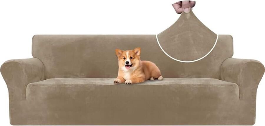 Stretch Bankhoes 4 Zits Universele Bankhoezen Voor Woonkamer Elastische Sofahoes Met Armleuningen Krasbestendig Meubelhoes Voor Huisdier Honden Kat Camel