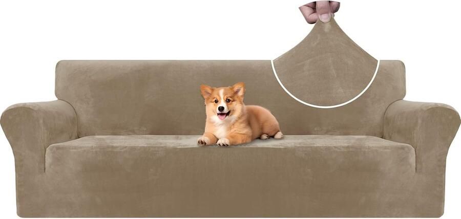 Stretch Bankhoes 4 Zits Universele Bankhoezen Voor Woonkamer Elastische Sofahoes Met Armleuningen Krasbestendig Meubelhoes Voor Huisdier Honden Kat Camel