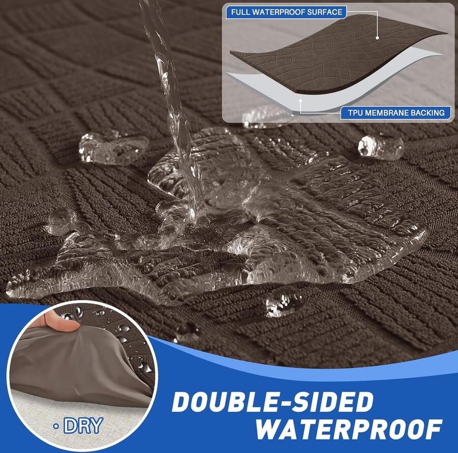 Stretch Sofa Zitkussen Hoezen Elastische Sofa Kussenhoes Hoes Voor Bankkussens Waterdichte Krasbestendig Zitkussenbescherming Sofahoezen Meubelbeschermer (1 Plaats x 3 Lichte Koffie)