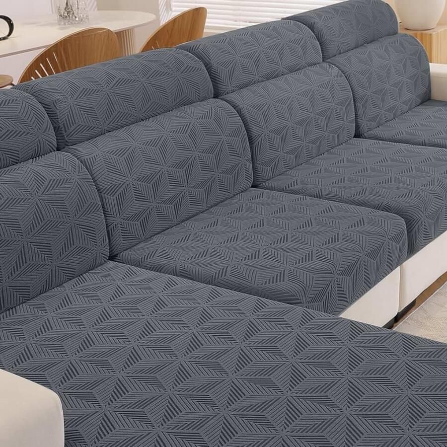 Stretch Sofa Zitkussen Hoezen Elastische Sofa Kussenhoes Universele Hoes Voor Bankkussens Krasbestendig Zitkussenbescherming Sofahoezen Meubelbeschermer (Chaiselongue Lichtgrijs)