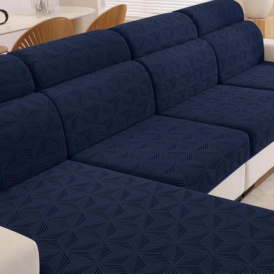 Stretch Sofa Zitkussen Hoezen Elastische Sofa Kussenhoes Universele Hoes Voor Bankkussens Krasbestendig Zitkussenbescherming Sofahoezen Meubelbeschermer (Groot 1 Plaats Donkerblauw)