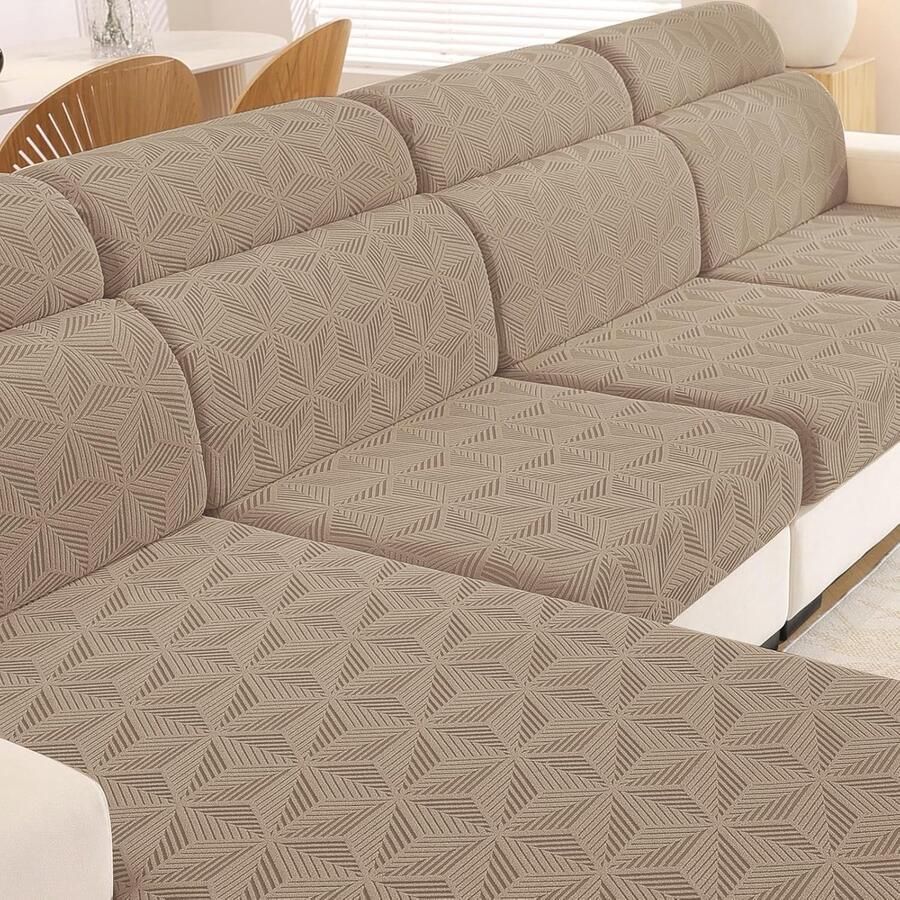 Stretch Sofa Zitkussen Hoezen Elastische Sofa Kussenhoes Universele Hoes Voor Bankkussens Krasbestendig Zitkussenbescherming Sofahoezen Meubelbeschermer (3 Plaatsen Khaki)