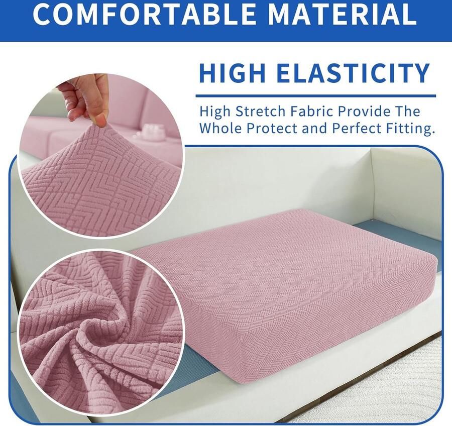 Stretch Sofa Zitkussen Hoezen Universele Elastische Sofa Kussenhoes Krasbestendig Zitkussenbescherming Hoes Voor Bankkussens Sofahoezen Meubelbeschermer (1 Plaats Roze)