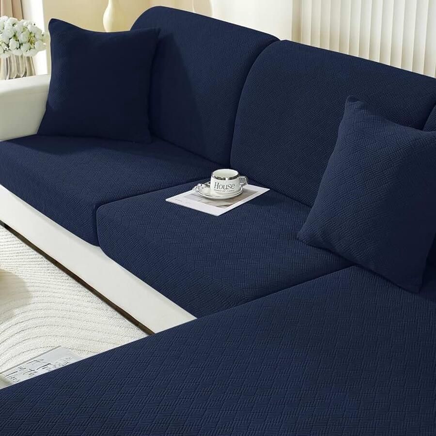 Stretch Sofa Zitkussen Hoezen Universele Elastische Sofa Kussenhoes Krasbestendig Zitkussenbescherming Hoes Voor Bankkussens Sofahoezen Meubelbeschermer (Groot 1 Plaats Donkerblauw)