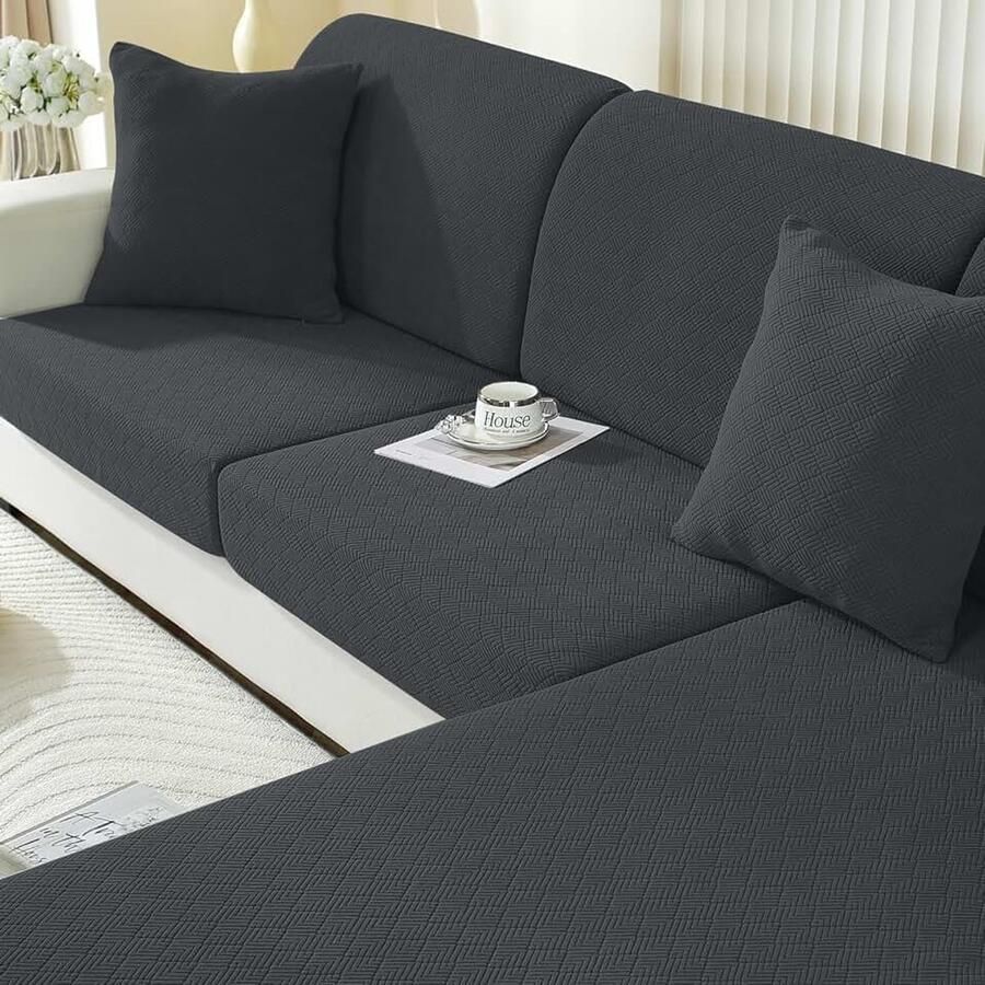 Stretch Sofa Zitkussen Hoezen Universele Elastische Sofa Kussenhoes Krasbestendig Zitkussenbescherming Hoes Voor Bankkussens Sofahoezen Meubelbeschermer (Groot 1 Plaats Donkergrijs)