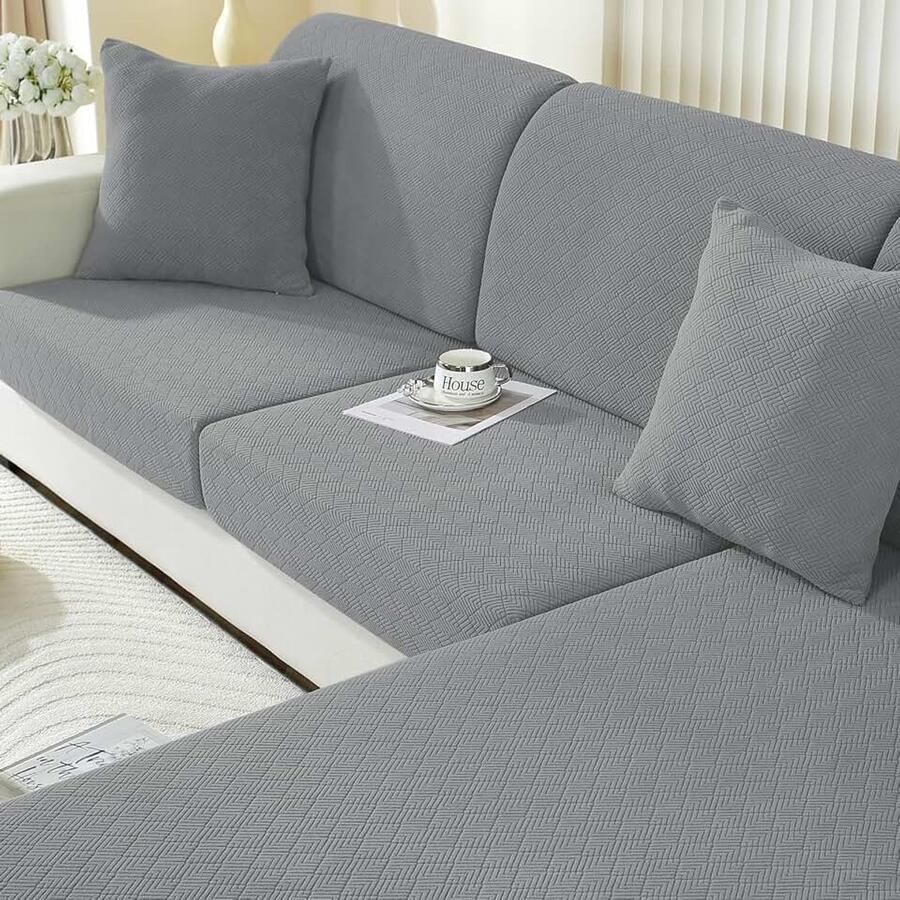 Stretch Sofa Zitkussen Hoezen Universele Elastische Sofa Kussenhoes Krasbestendig Zitkussenbescherming Hoes Voor Bankkussens Sofahoezen Meubelbeschermer (Groot 1 Plaats Lichtgrijs)