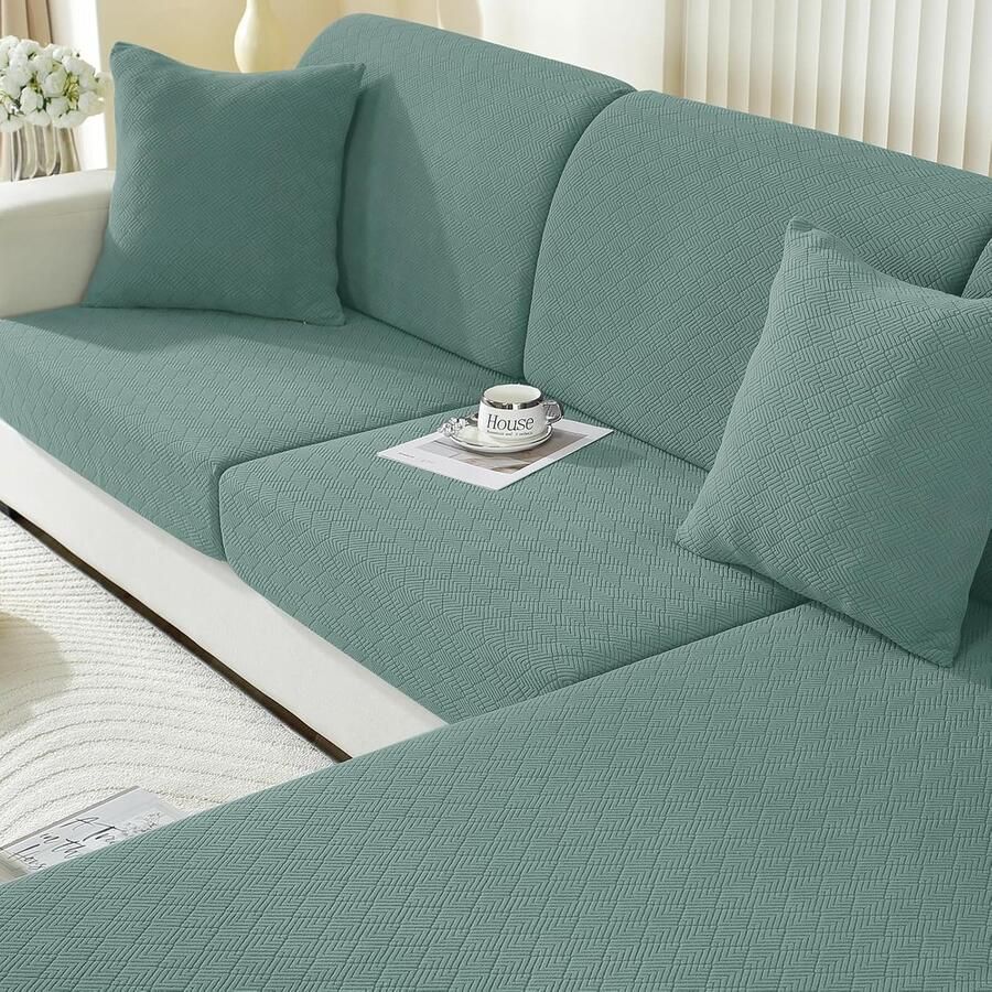 Stretch Sofa Zitkussen Hoezen Universele Elastische Sofa Kussenhoes Krasbestendig Zitkussenbescherming Hoes Voor Bankkussens Sofahoezen Meubelbeschermer (3 Plaatsen Groen)