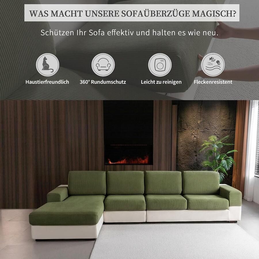 Stretch bank zitkussenhoes Antislip bankovertrek Wasbare bankhoes Universele bank overtrek Duurzaam & onderhoudsvriendelijk (Groen 1x zithoes