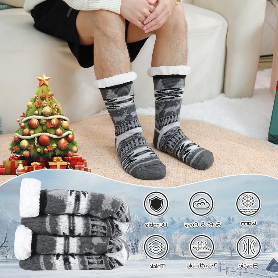 Super dikke warme en gezellige sloffen met fleece voering voor de winter antislip sokken als kerstcadeau