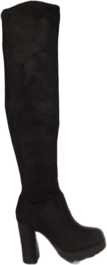 SUPER ME OVER KNEE LAARZEN IN IMITATION SUEDELOOK- BLACK