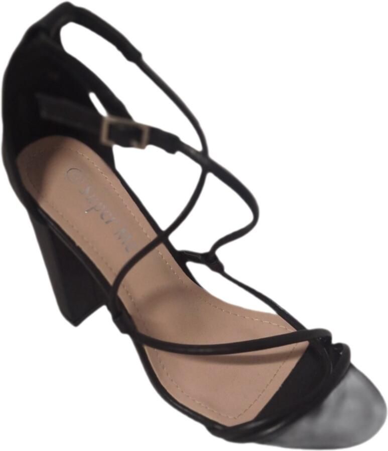 SUPER ME SANDAL MET BLACK STRINGS EN GESPSLUITING