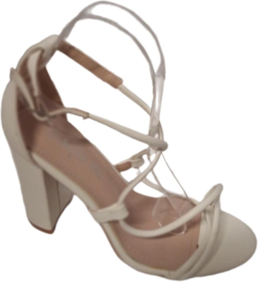 SUPER ME SANDAL ELEGANTE OPEN PUMPS IN IMITATIE LEER MET MOOIE HAK-WHITE