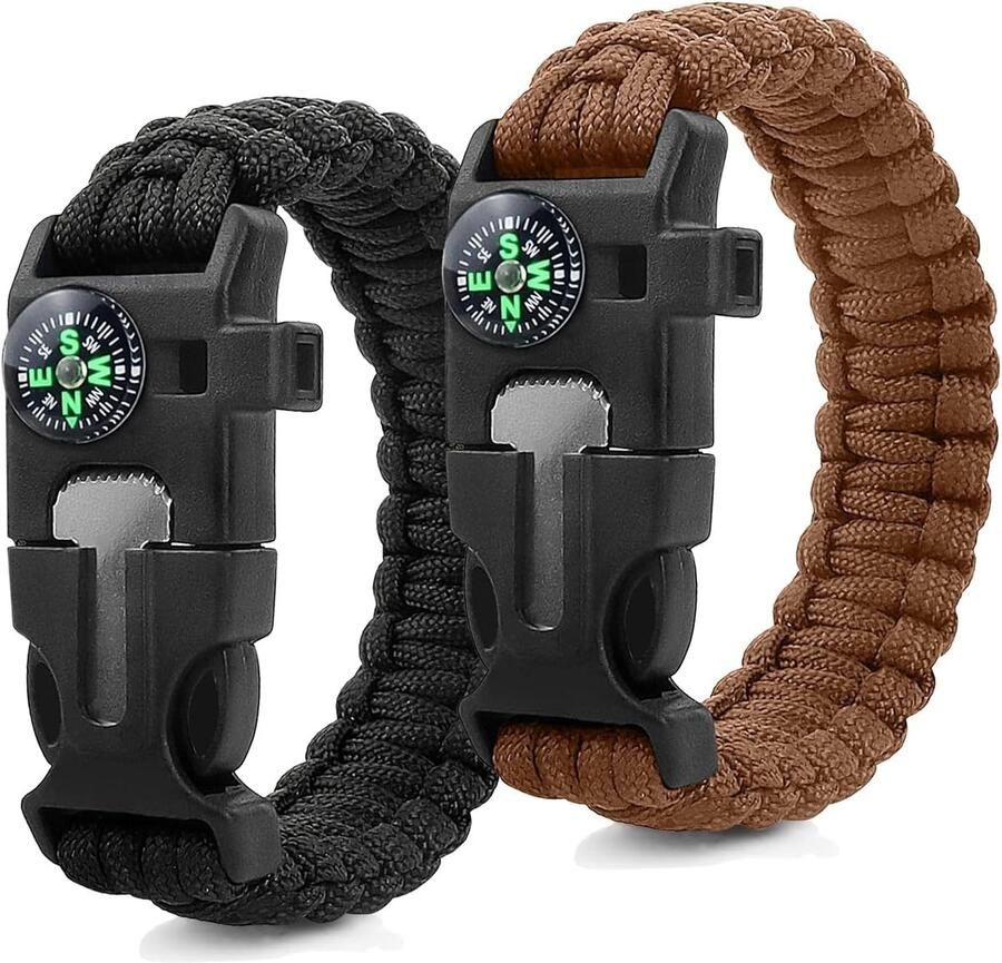 Survivalarmband 2-delig 5-in-1 touw 3 5 m vuursteen kompas fluitje mini-mes verstelbaar outdoor kamperen wandelen trekking