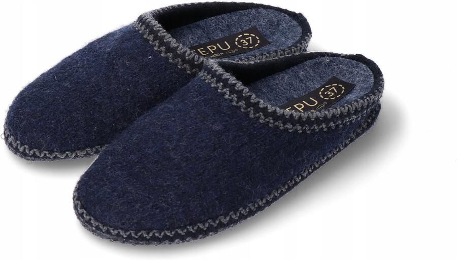 Szymel Dames Pantoffels Wol Handgemaakt Marineblauw