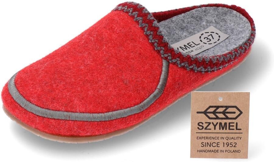 Szymel ITA Dames Pantoffels Natuurlijk Vilt Rood