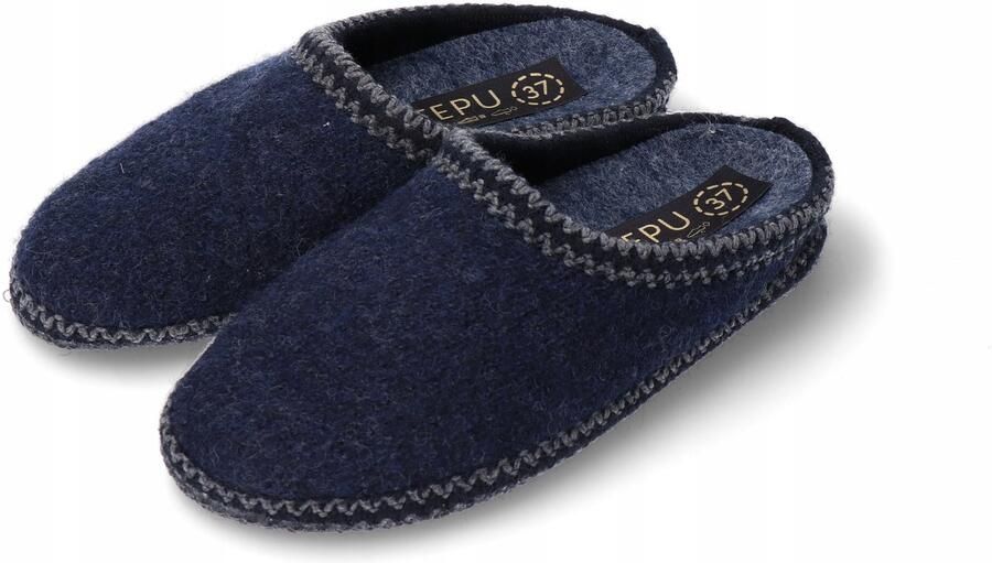 Szymel TEPU Dames Pantoffels Wol Marineblauw