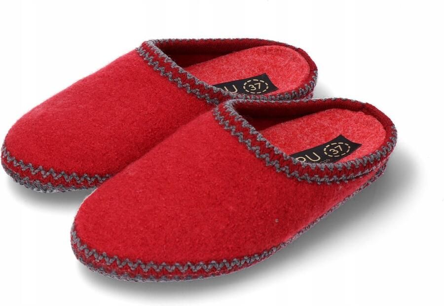Szymel TEPU dames pantoffels wol rood