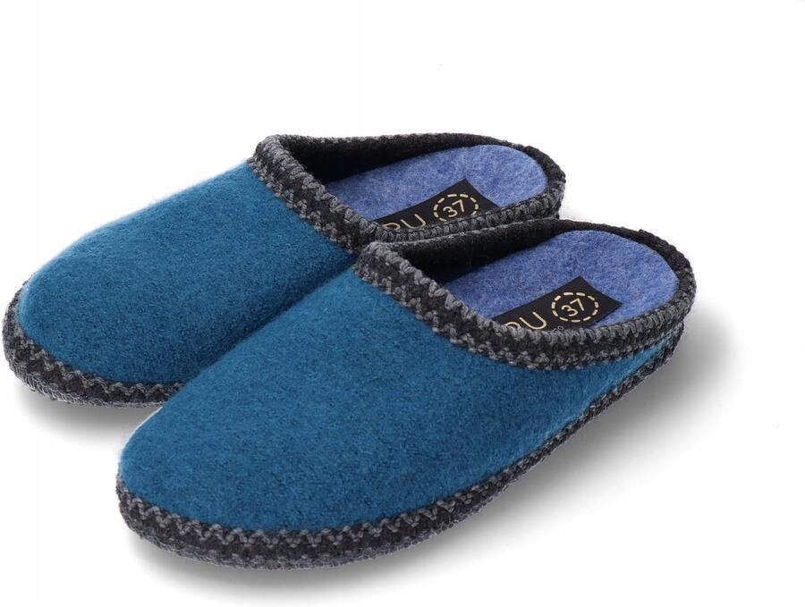 Szymel TEPU dames pantoffels wol turquoise