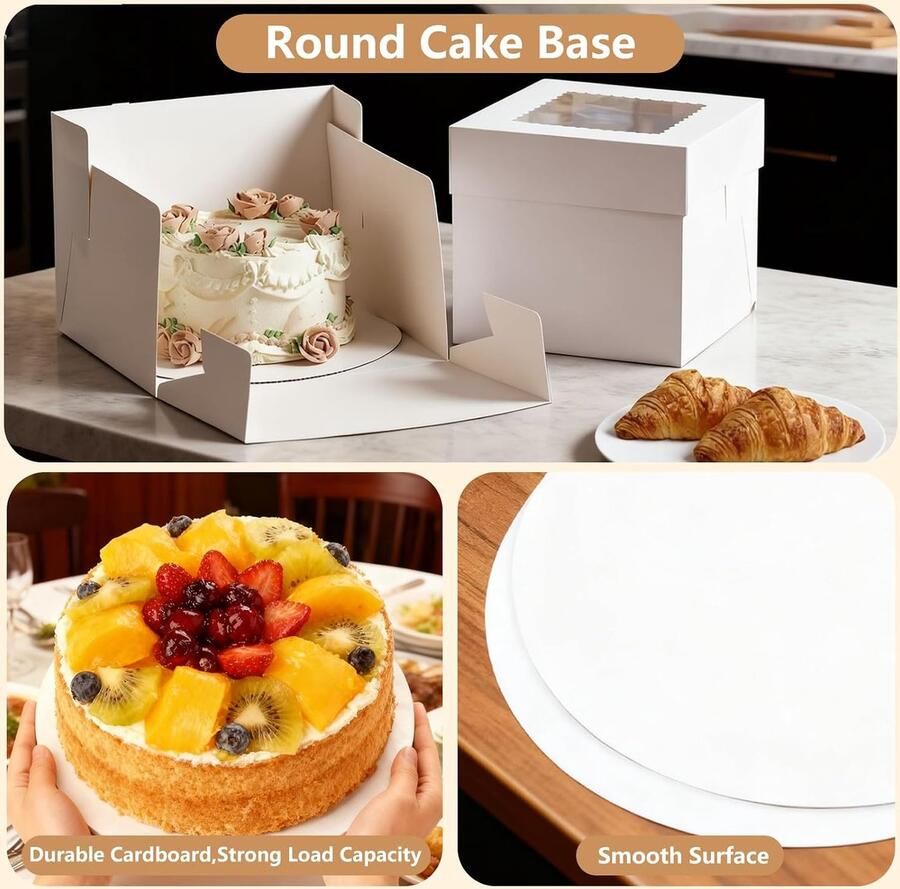 Taartdoos z Venster Witte Kartonowe Dozen voor Taart Cakebox z Planken Zestaw 5 Szt × 30 5 × Taartverpakking en Transport voor Gebak Koekjes Cake (5)