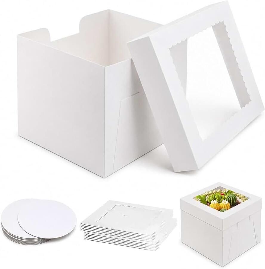 Taartdozen 30 x 30 x met venster en taartronde planken taartdoos zijopening taartdoos voor verjaardagen feesten bruiloften
