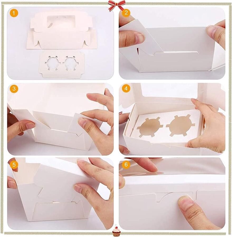 Taartdozen cupcake box met kijkvenster en uitneembare binnenhouder voor koekjes cupcakes bakcontainers (4 gaten)