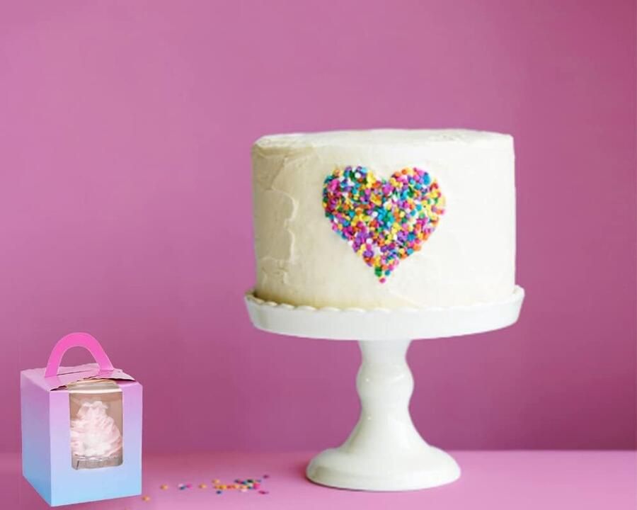 Taartdozen individuele cupcake-dozen papieren bakkerijdozen met handgrepen enkele cupcakedoos met venster papieren traktatiedozen met cupcake-voeringen voor Kerstmis babyshower