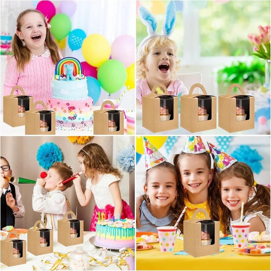 Taartdozen met kijkvenster mini afzonderlijke cupcake-dozen herbruikbare taartdozen muffincontainers cupcake-transportbox voor verpakking koekjes cake dessert