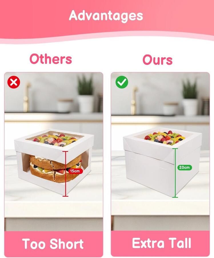 Taartdozen met taartronde planken taarttransportbox voor bruiloften feesten en verjaardagen 30 x 30 x witte taartdoos voor banketbakkerij 30 x 30 x taartdoos - Foto 2