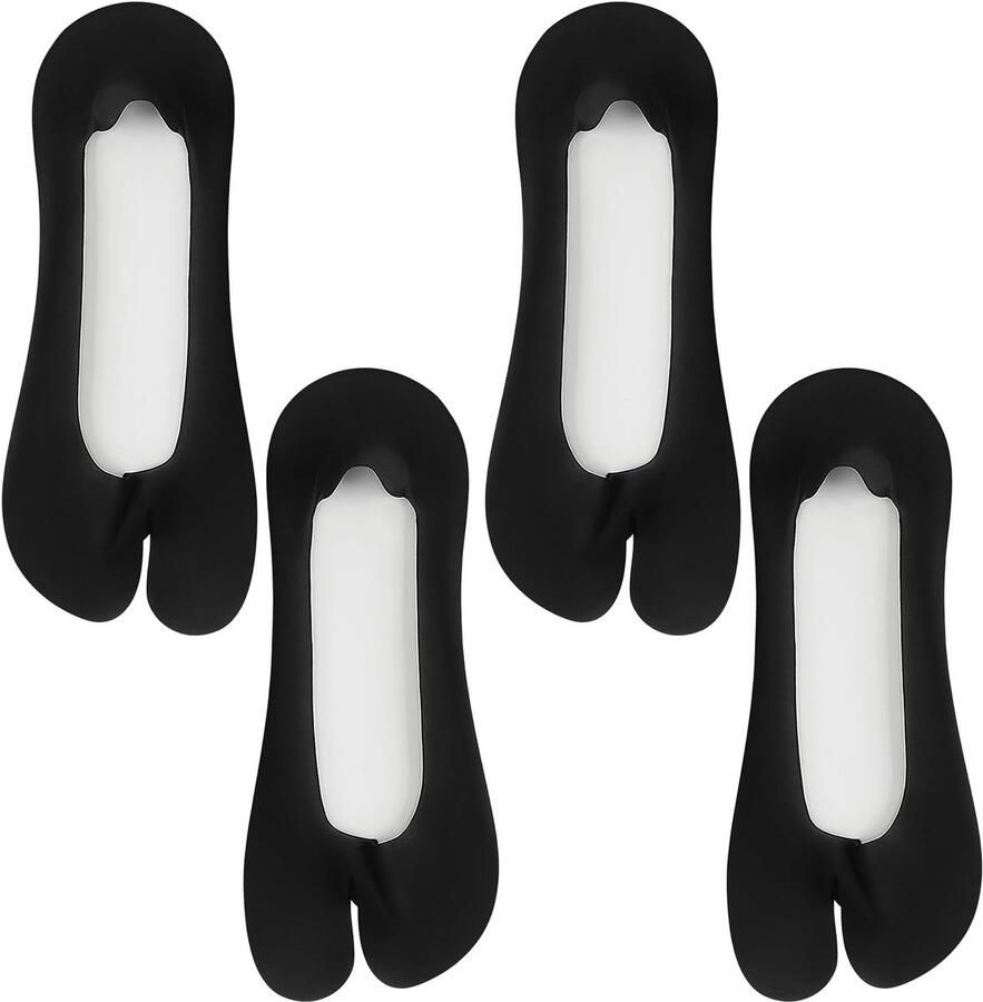 Tabi-sokken voor dames 4 paar teenverdeeld antislip voor teenslippers laag uitgesneden zwart