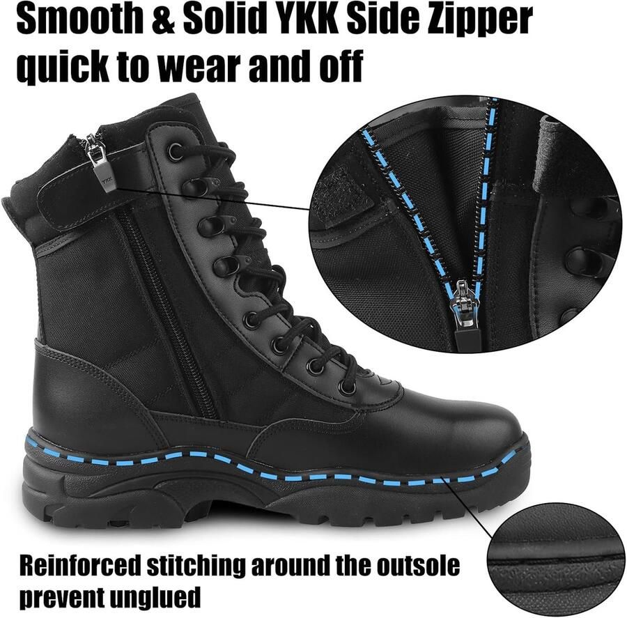 Tactische laarzen heren lichtgewicht combat boots met zijrits ideaal voor politiepatrouille SnelShoppen