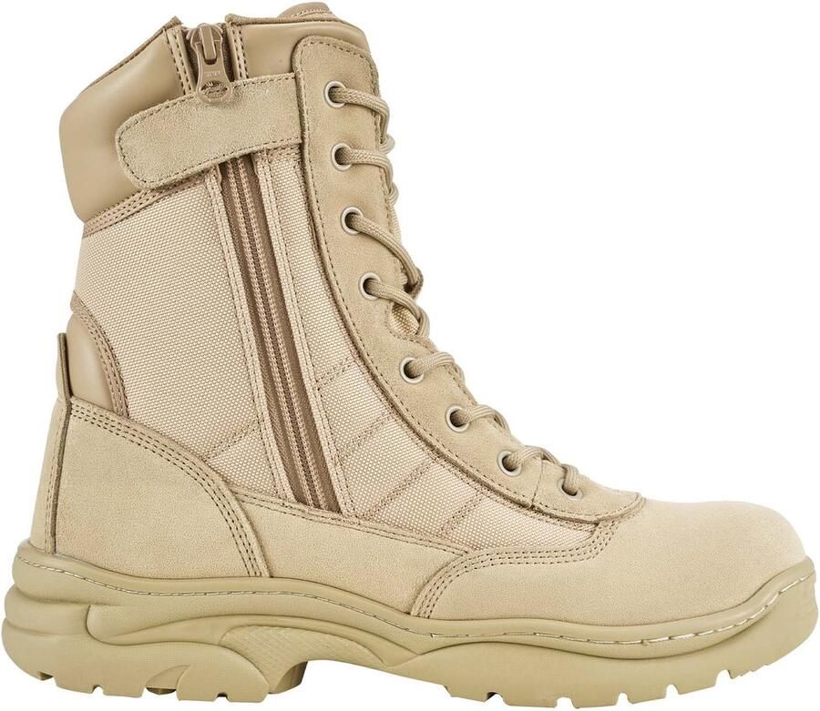 Militaire Tactische Laarzen voor Heren 203 mm Gevechts Wandel- en Werkschoenen Lichtgewicht en Ademende Motorlaars met Zijrits voor Beveiliging Buitenshuis UK Zandkleurig