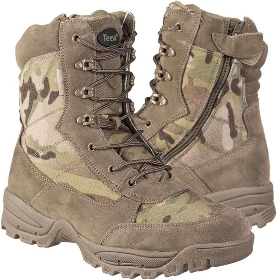 Tactische wandellaarzen suède en Cordura camouflageprint met rits