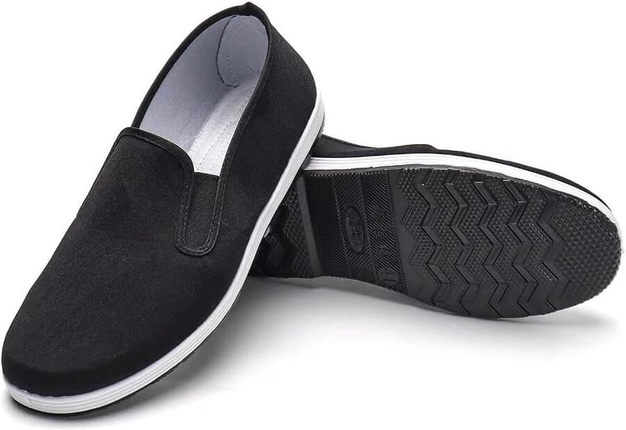 Vechtsport Schoenen Tai Chi Sneakers Indoor Training Antislip Rubberen Zool Canvas Zwart